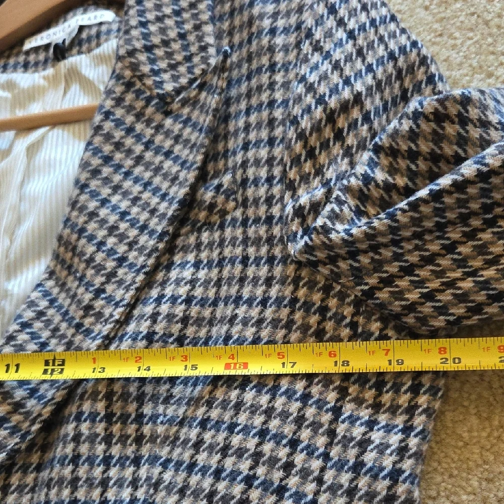 Veronica Beard Hudson Houndstooth Dickey Blazer Suede Elbows & Trim Sz 12 - Picture 14 of 16